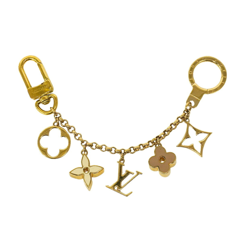 Louis Vuitton Keychain Charm Fleur de Monogram M65111 Gold Multicolor Women's